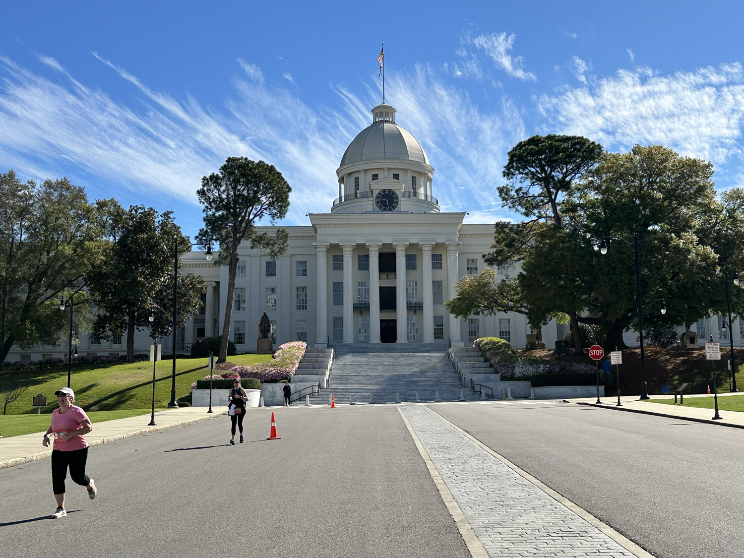Running in front of the Alabama State Capitol