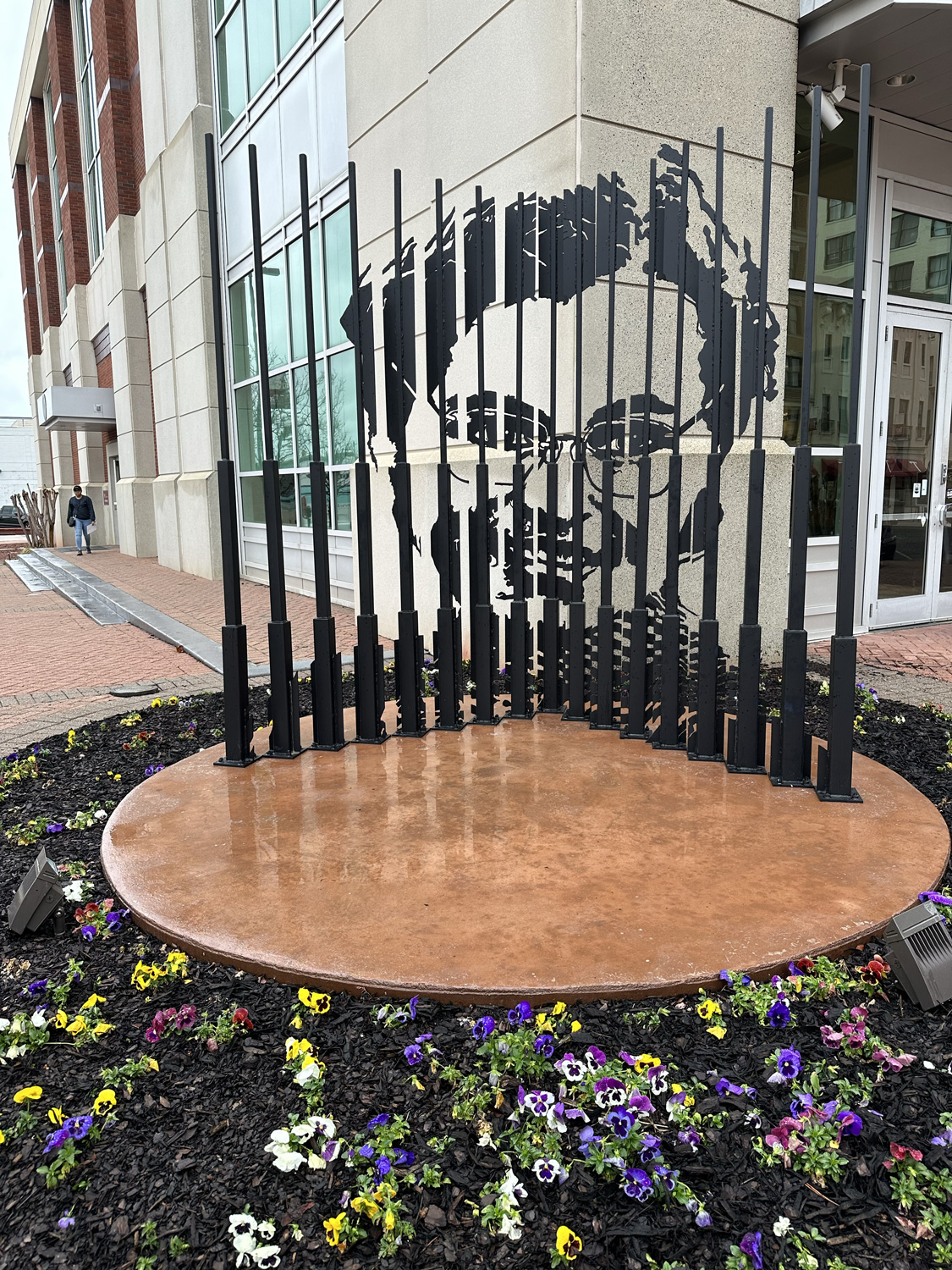 Sculpture of Rosa Parks' face outside the Rosa Parks Museum