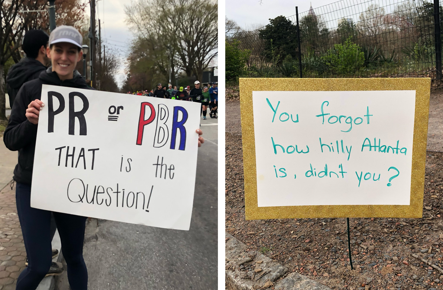 Spectator signs on the course