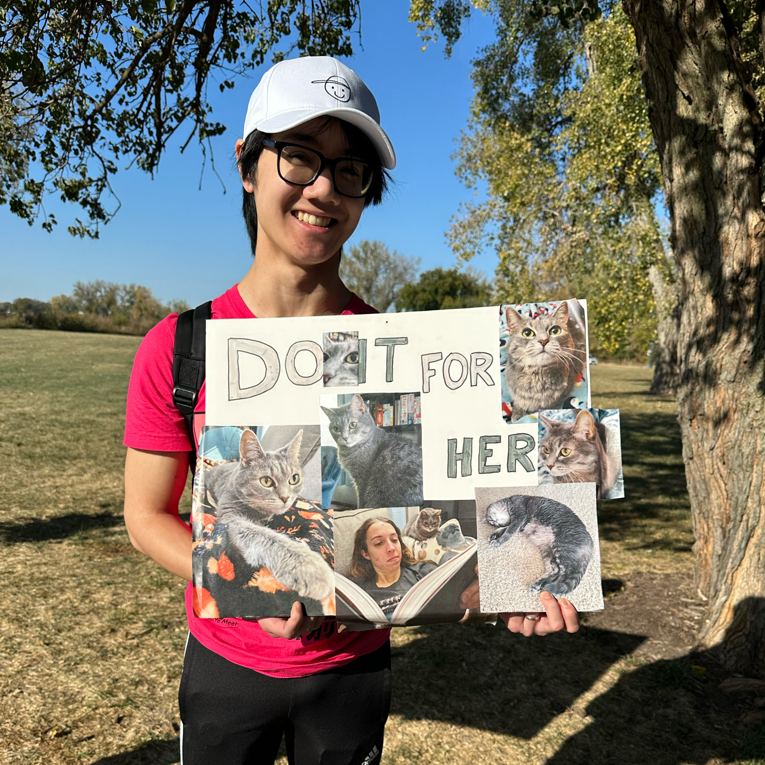 Simpsons-esque "Do It For Her" sign with cat pictures
