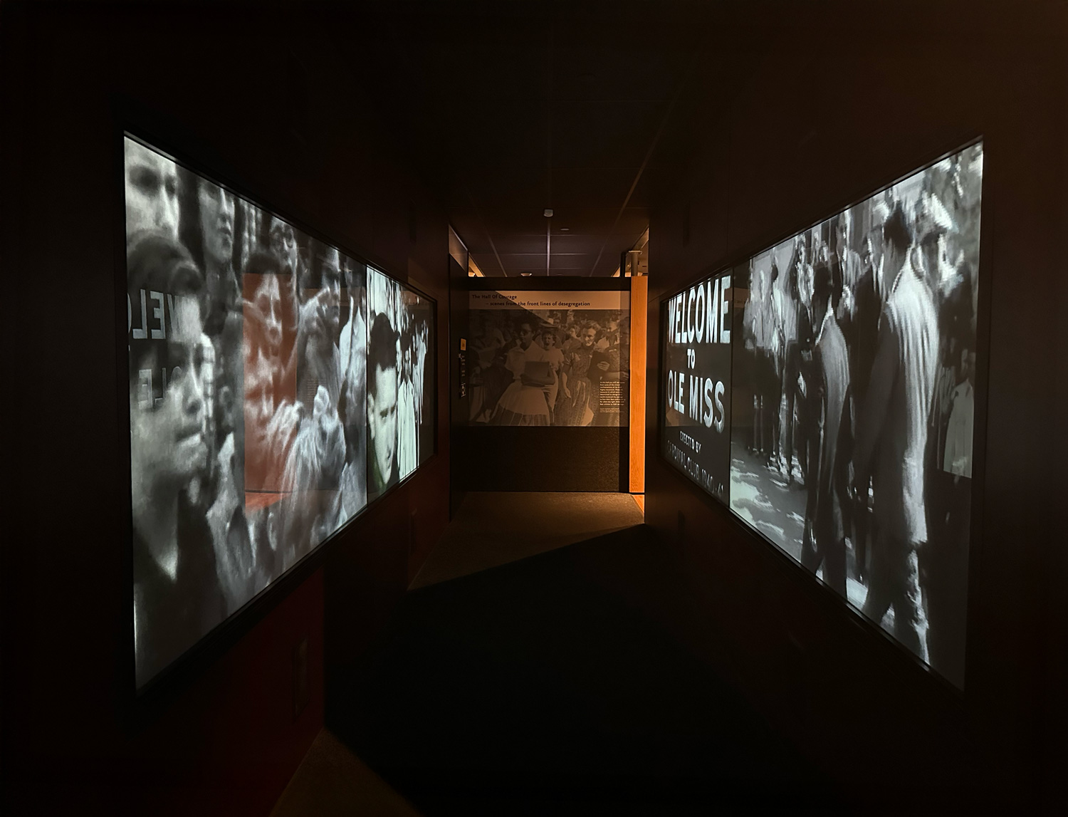 Hall of Courage video wall at Brown v. Board of Education National Historic Site