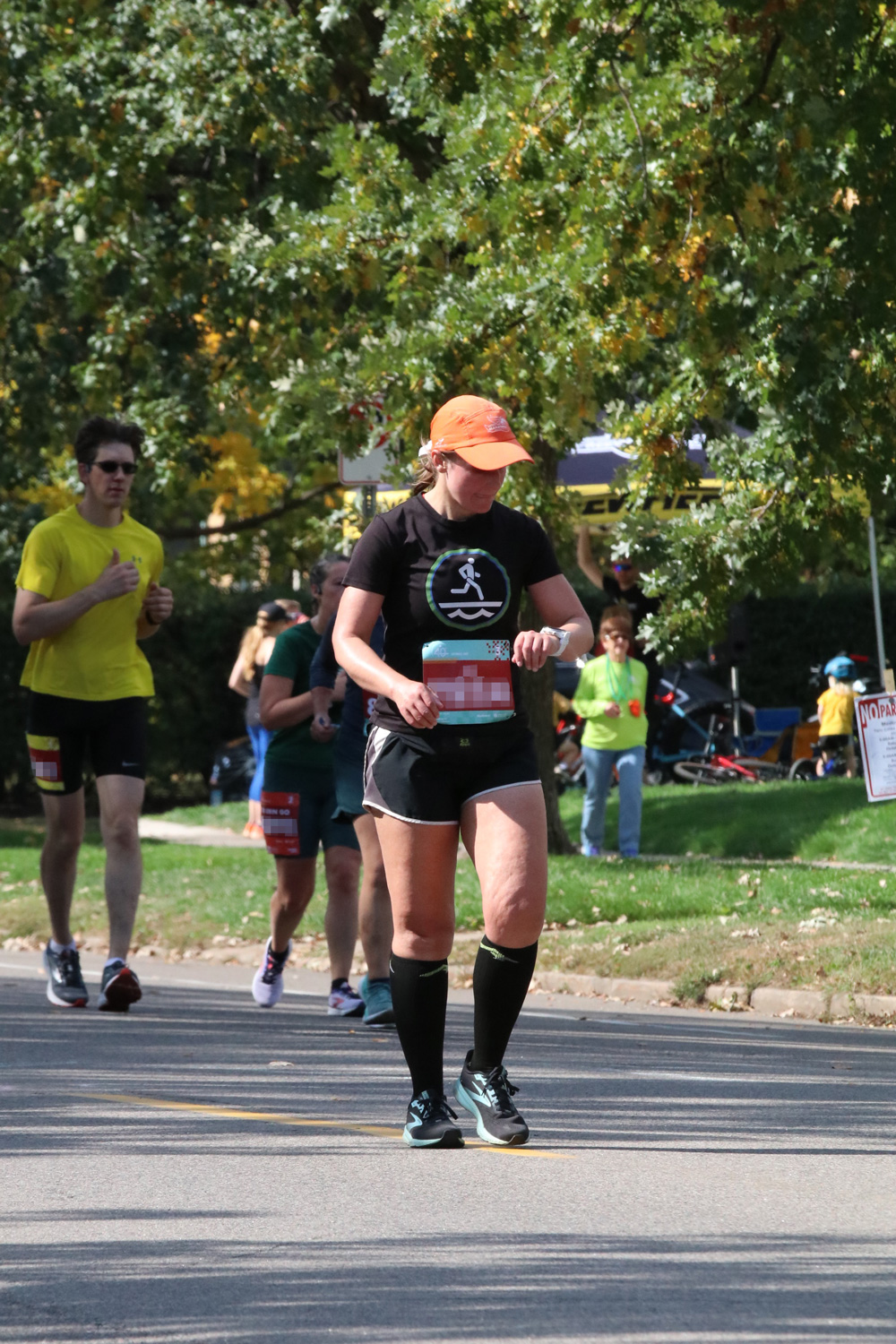 Me on the marathon course, checking my watch