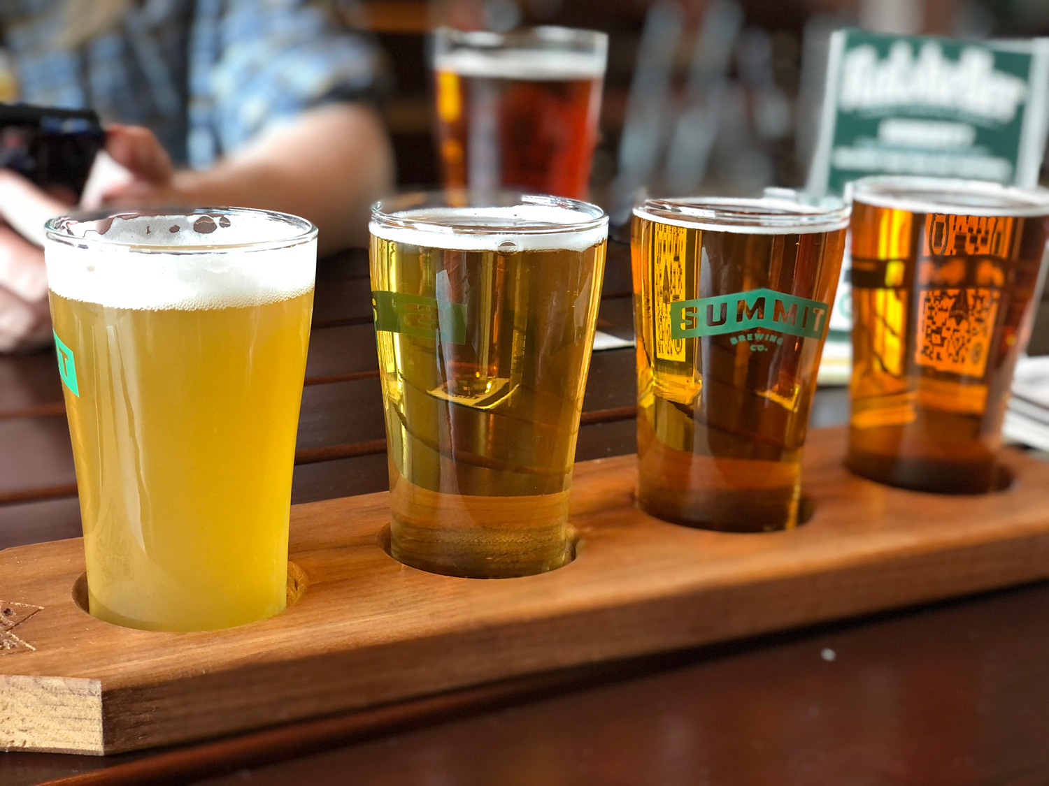 Flight of beer at Summit Brewing