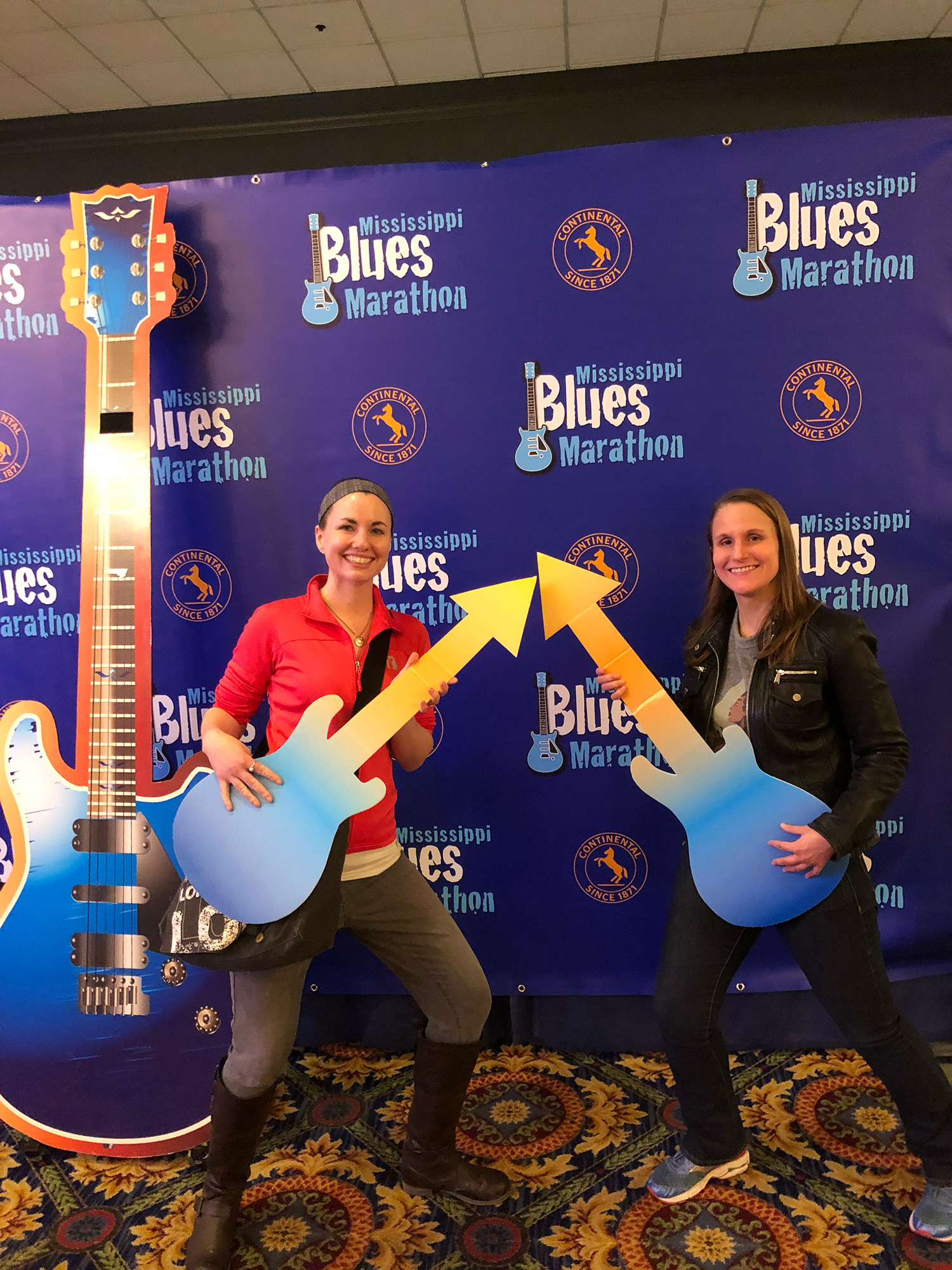 Oversized cardboard guitars at the race expo