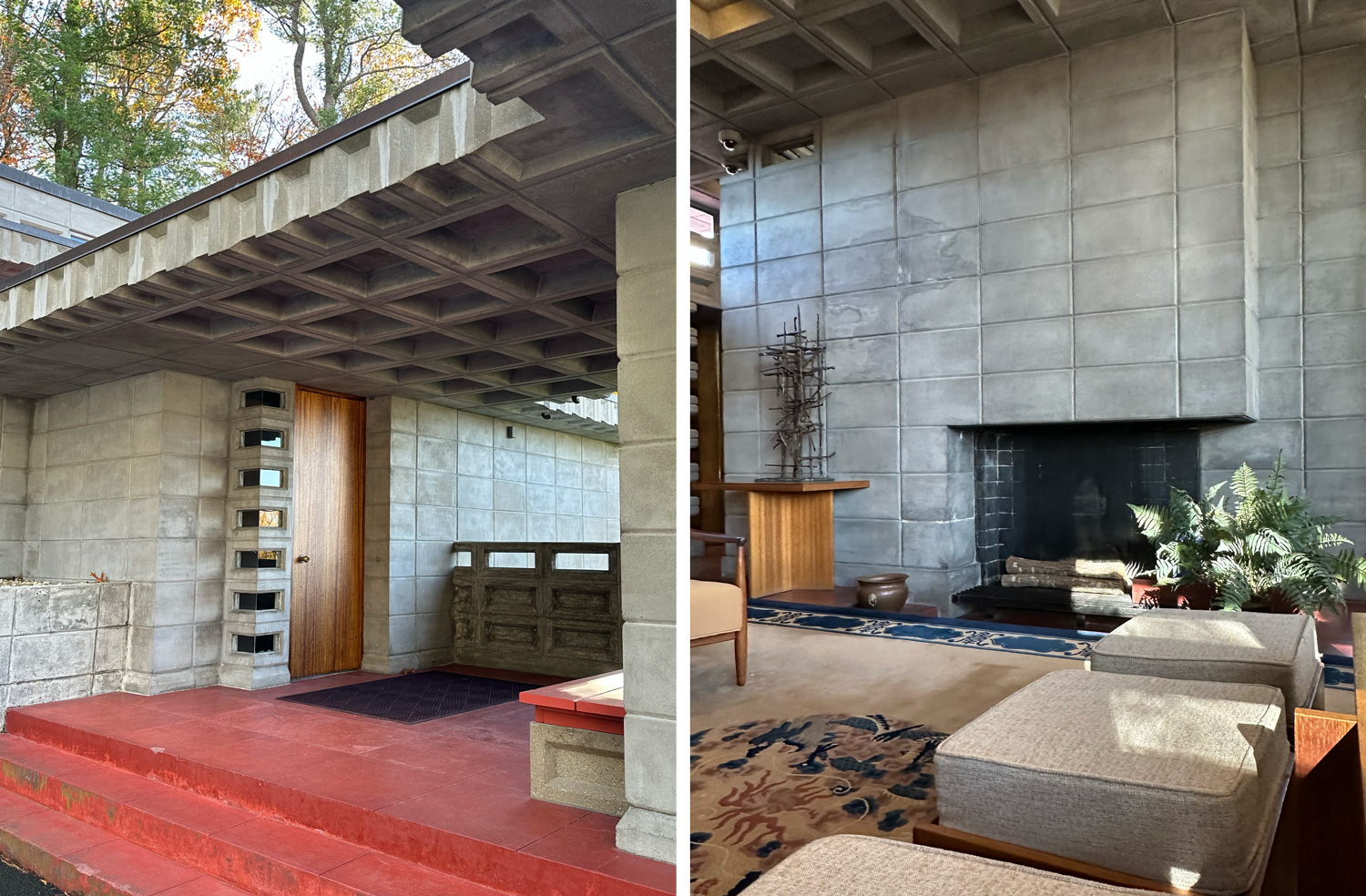 Exterior and interior photos of the Kalil House