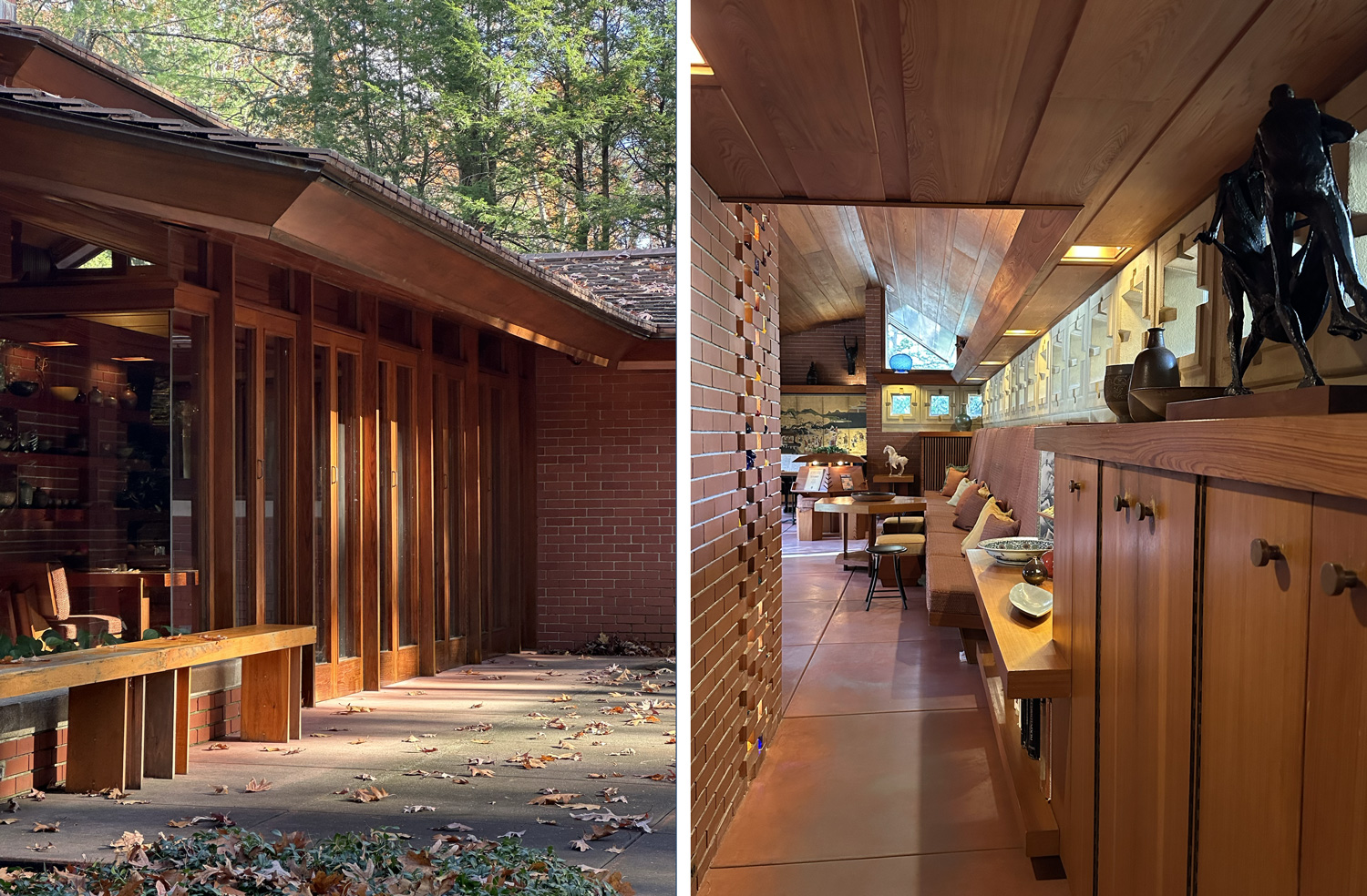 Exterior and interior photos of the Zimmerman House