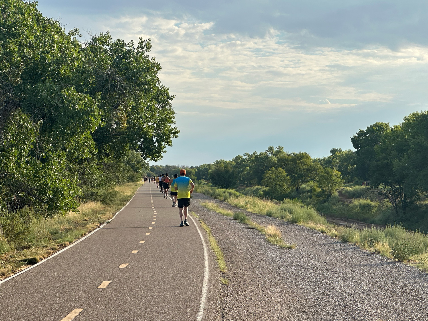 Running along the Bosque Trail