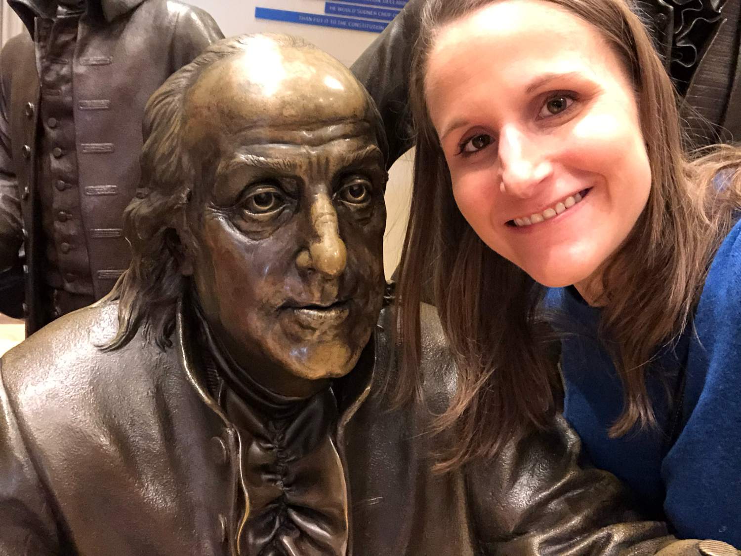 Me and a statue of Ben Franklin