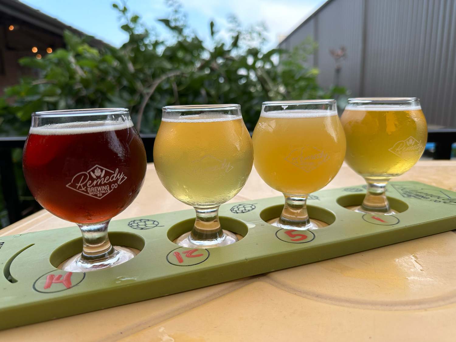 Flight of beer at Remedy Brewing